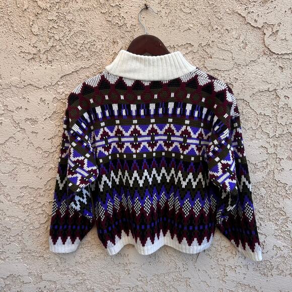 Vintage Soft Cropped Fair Isle Nordic Sweater Size M/L - Picture 2 of 5